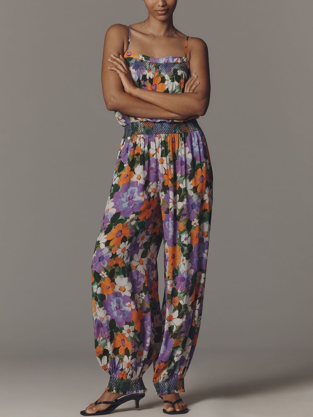Anthropologie x Tracy Reese purple garden cami blouson smock jumpsuit NWT SZ S
